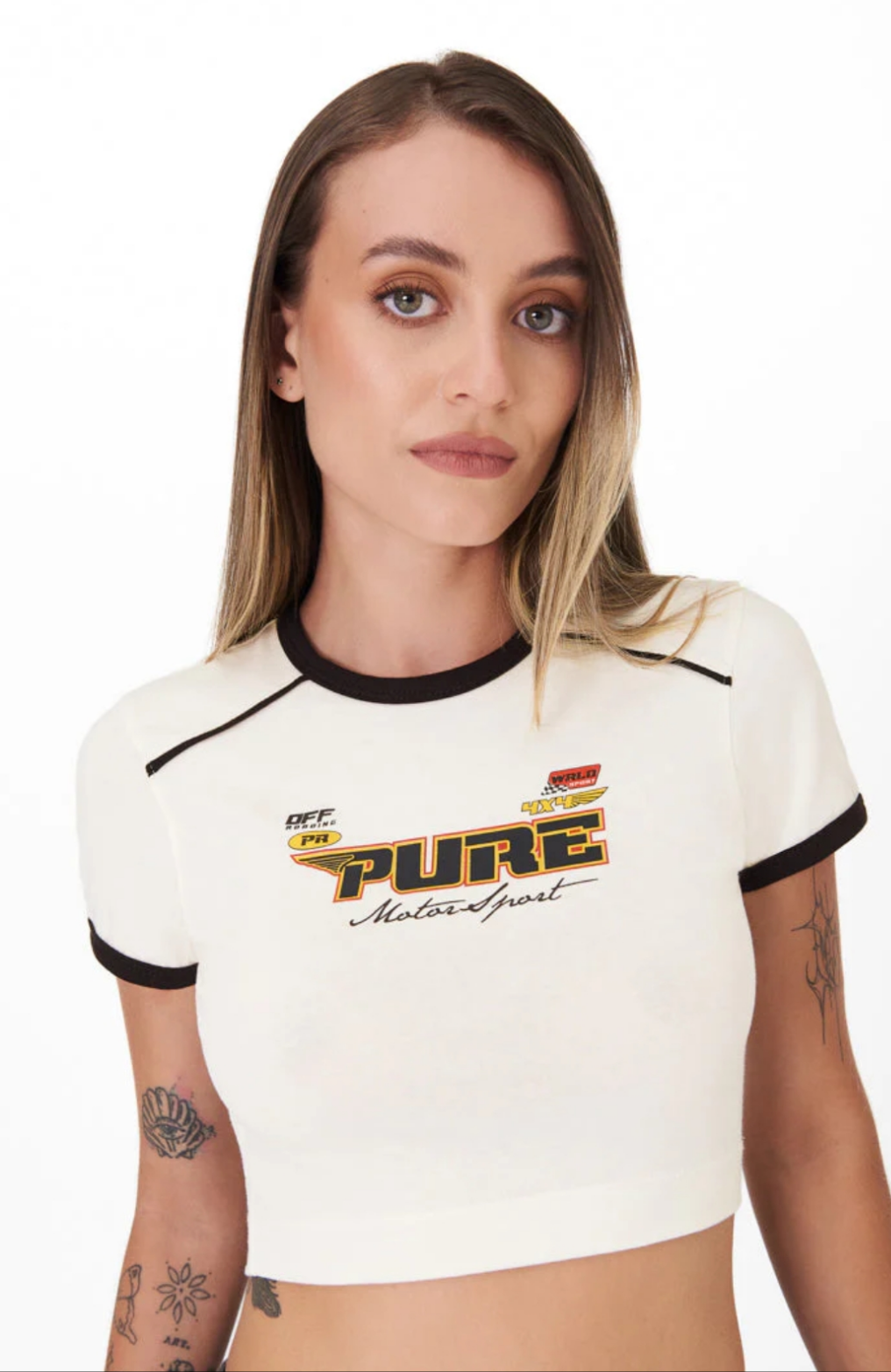 Pure Motorsport Cream Crop Top