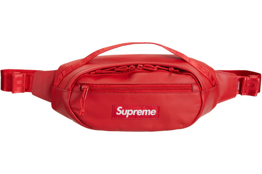 Supreme Leather Waist Bag Red