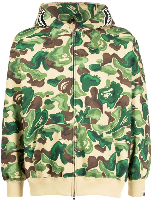 A Bathing Ape Bape Shark Liquid Camo Green Hoodie