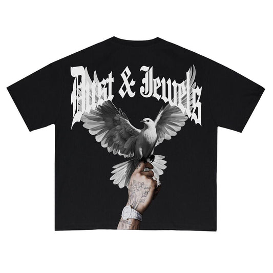 Dust & Jewels Dove  Black Tee