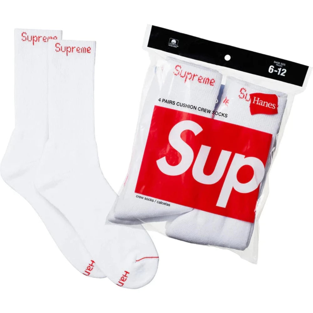 Supreme Hanes Paquete 4 pares de calcetas bco